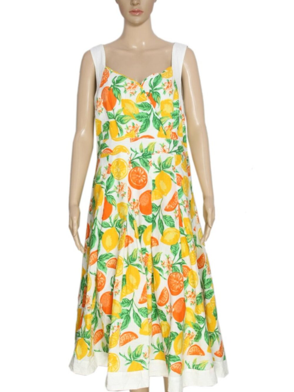 Joe Browns Fruit Printed Sleeveless Pleated Casual Midi Dress XL
